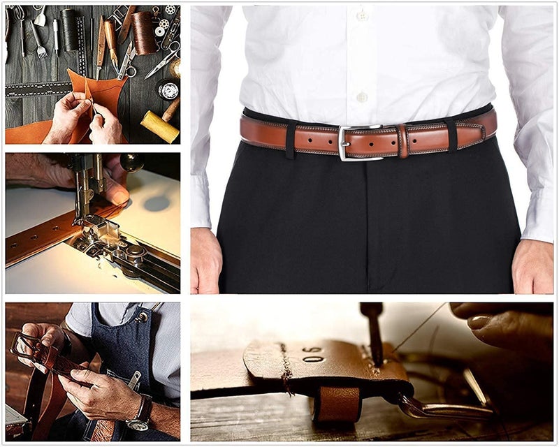 KM Legend Men's Genuine Leather Dress Belt with Premium Quality - Classic & Fashion Design for Work Business and Casual (esBrown, 40) - Image 3